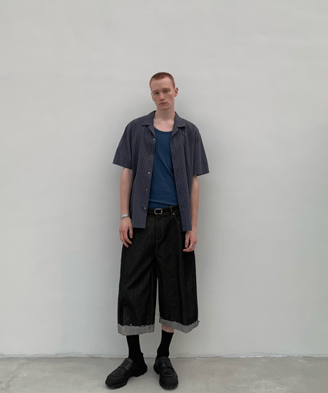 Raw Denim Crop Wide Pants