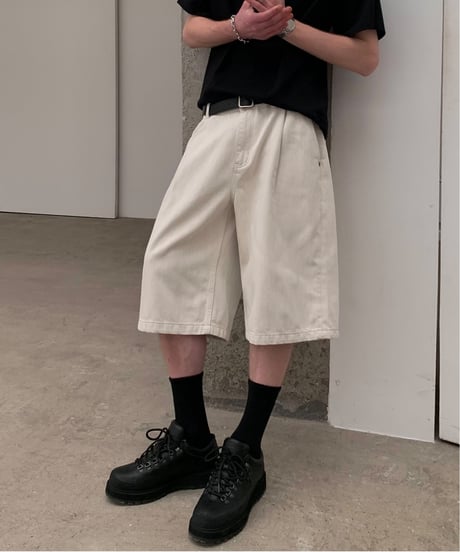 Casual Pleated Denim Shorts