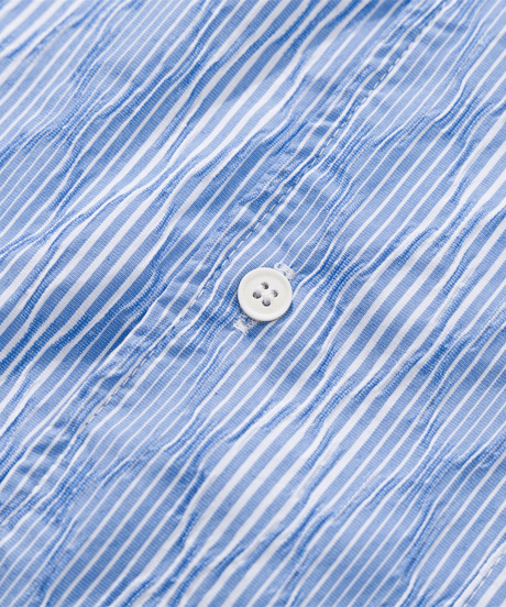 Relaxed Striped Open Collar Short Sleeve Shirt / 2color