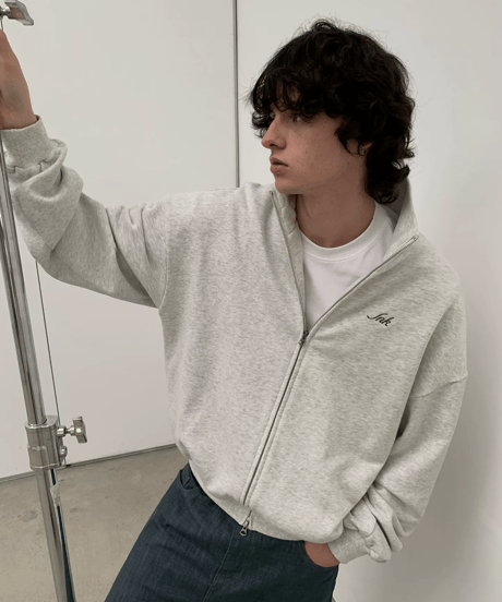 Double-Zip Full-Zip Sweatshirt Jacket / 2color