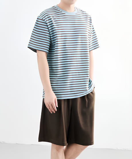 Loose Stripe Crew Neck T-Shirt / 3color