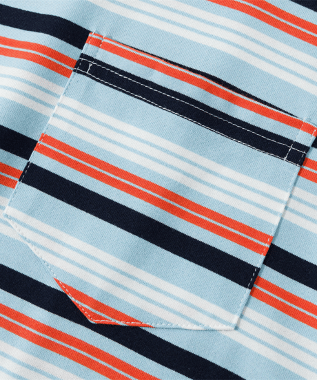Vintage Striped Loose Pocket Short Sleeve T-Shirt / 2color