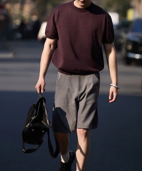 Crew Neck Knit Short Sleeve T-shirt / 3color