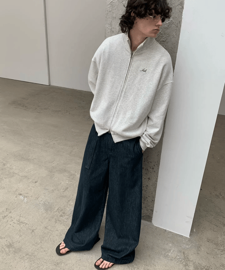 Double-Zip Full-Zip Sweatshirt Jacket / 2color