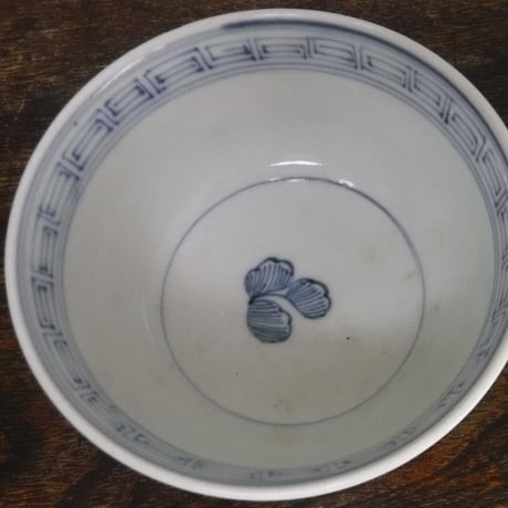 古伊万里　染付　蓮花文　蓋付き茶椀A　江戸期