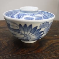古伊万里　染付　蓮花文　蓋付き茶椀B　江戸期