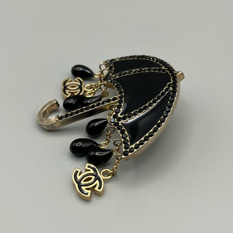 CHANEL (シャネル) ヴィンテージ 傘 アンブレラ ラインストーン ココマーク ブローチ