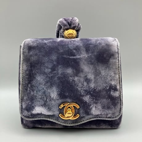 CHANEL (シャネル) ヴィンテージ ベロア ベルベット ターンロック ココマーク ミニハンドバッグ