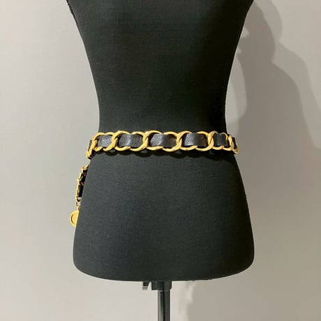 CHANEL (シャネル) ヴィンテージ ロゴ レザー チェーンベルト
