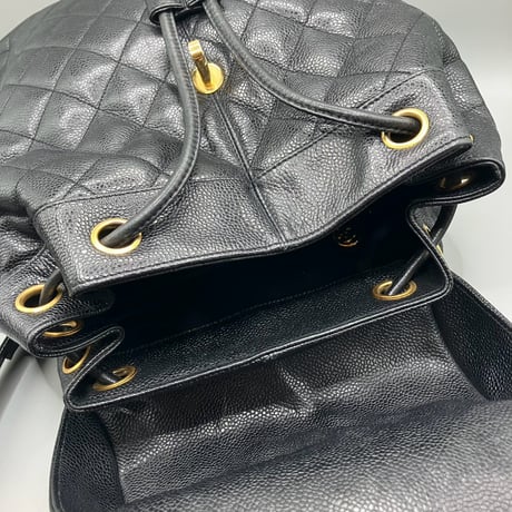 CHANEL (シャネル) ヴィンテージ マトラッセ キャビアスキン ターンロック リュックサック バックパック