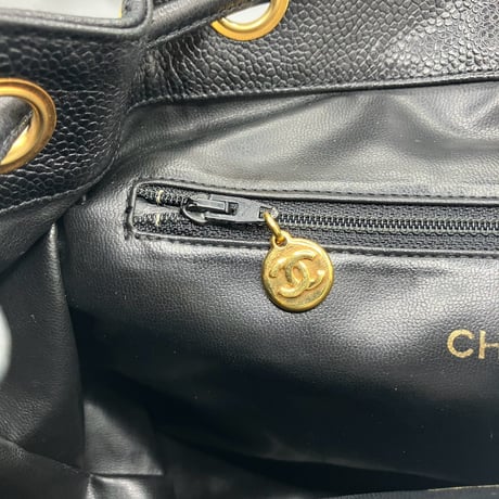 CHANEL (シャネル) ヴィンテージ マトラッセ キャビアスキン ターンロック リュックサック バックパック