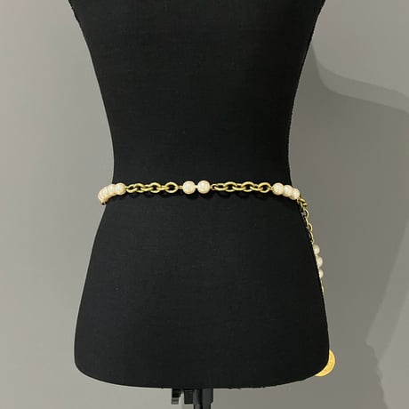 CHANEL (シャネル) ヴィンテージ パール ココマーク チェーンベルト