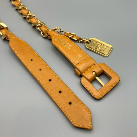 CHANEL (シャネル) ヴィンテージ 31 RUE CAMBON ブラウン レザー チェーン ベルト