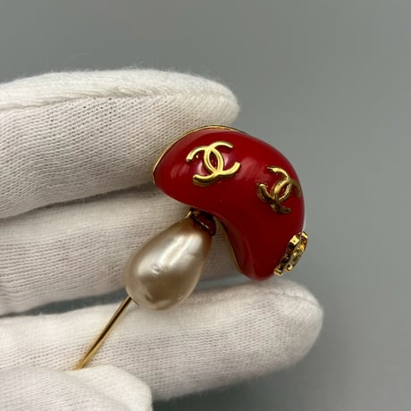 CHANEL (シャネル) ヴィンテージ キノコ マッシュルーム ココマーク パール ブローチ