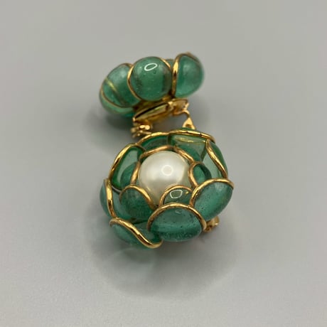 CHANEL (シャネル) ヴィンテージ カメリア カラーストーン グリポア パール イヤリング