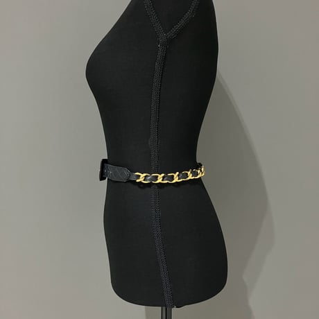 CHANEL (シャネル) ヴィンテージ 31 RUE CAMBON ブラック レザー チェーン ベルト