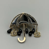CHANEL (シャネル) ヴィンテージ 傘 アンブレラ ラインストーン ココマーク ブローチ