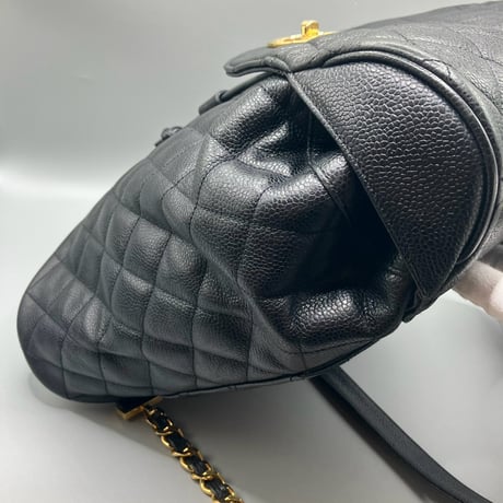 CHANEL (シャネル) ヴィンテージ マトラッセ キャビアスキン ターンロック リュックサック バックパック