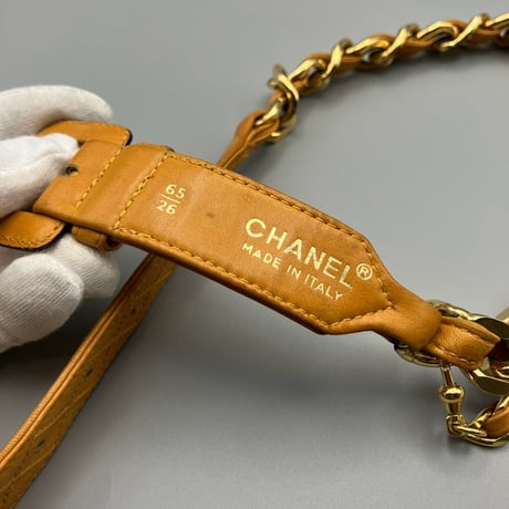 CHANEL (シャネル) ヴィンテージ 31 RUE CAMBON ブラウン レザー チェーン ベルト