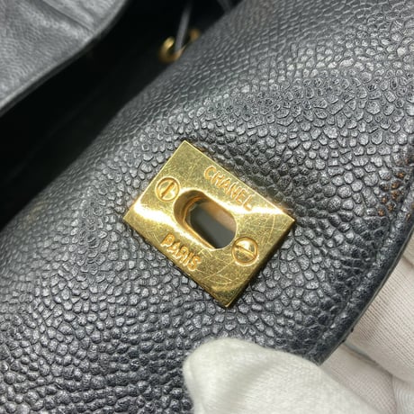 CHANEL (シャネル) ヴィンテージ マトラッセ キャビアスキン ターンロック リュックサック バックパック