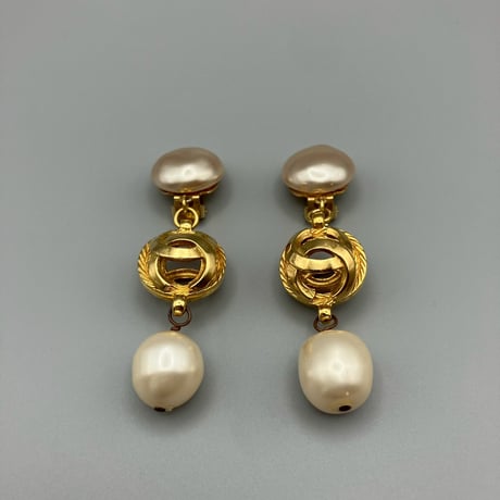 CHANEL (シャネル) ヴィンテージ パール ココマーク スイング イヤリング