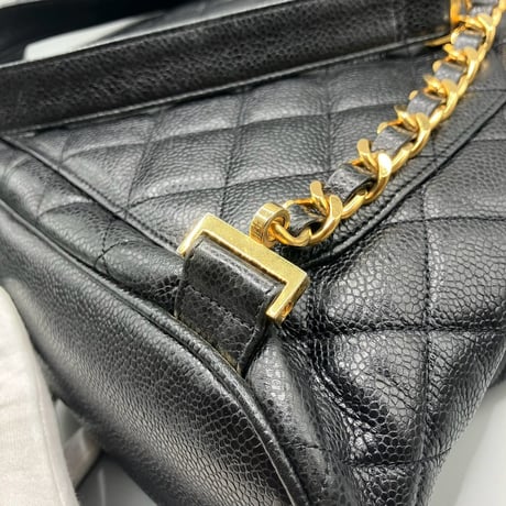 CHANEL (シャネル) ヴィンテージ マトラッセ キャビアスキン ターンロック リュックサック バックパック