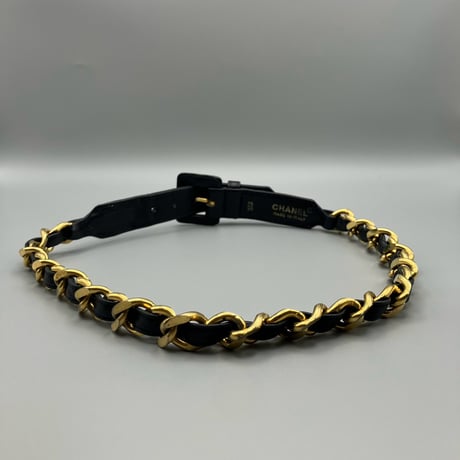 CHANEL (シャネル) ヴィンテージ 31 RUE CAMBON ブラック レザー チェーン ベルト