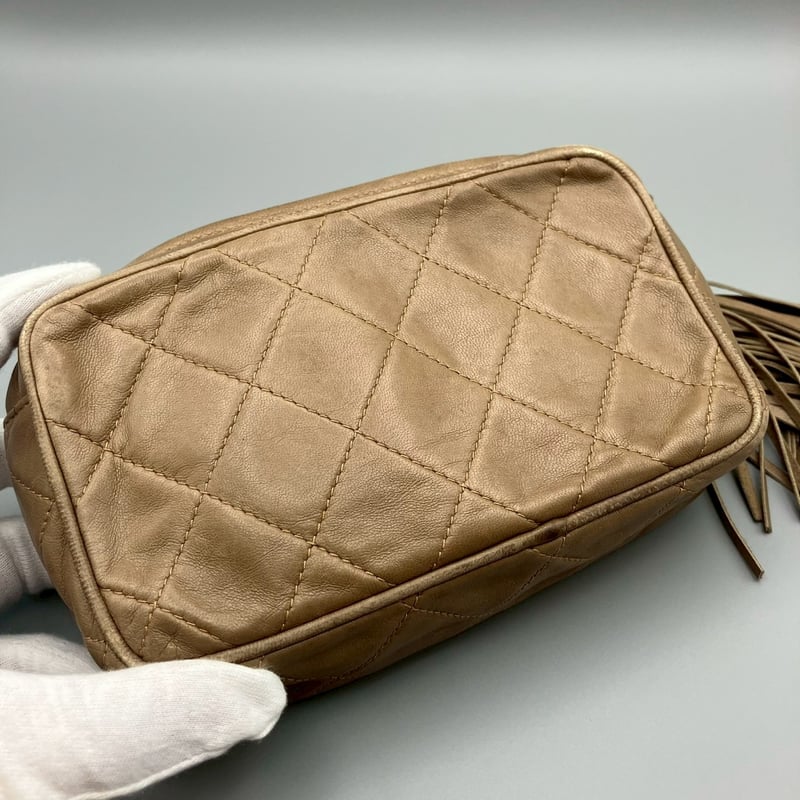 CHANEL (シャネル) ヴィンテージ マトラッセ フリンジ クラッチバッグ