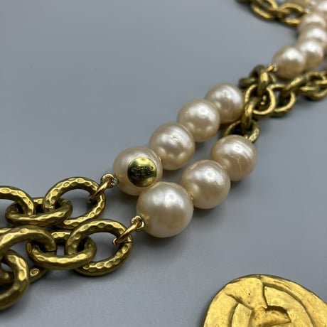 CHANEL (シャネル) ヴィンテージ パール ココマーク チェーンベルト