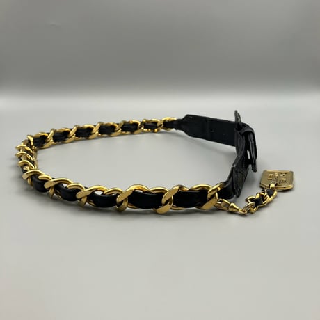 CHANEL (シャネル) ヴィンテージ 31 RUE CAMBON ブラック レザー チェーン ベルト