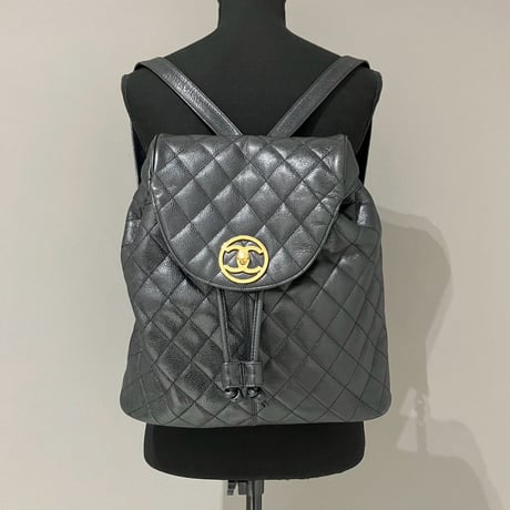 CHANEL (シャネル) ヴィンテージ マトラッセ キャビアスキン ターンロック リュックサック バックパック