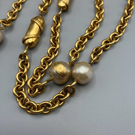 CHANEL (シャネル) ヴィンテージ パール ロゴ ロングネックレス