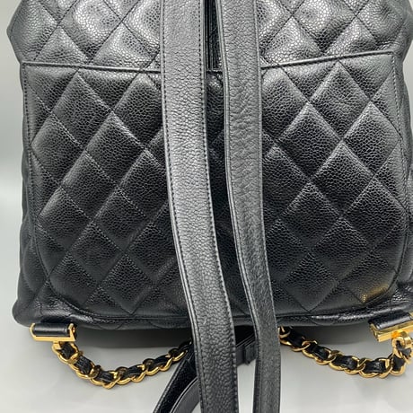 CHANEL (シャネル) ヴィンテージ マトラッセ キャビアスキン ターンロック リュックサック バックパック