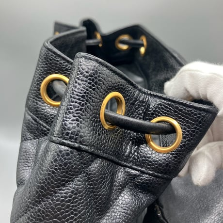 CHANEL (シャネル) ヴィンテージ マトラッセ キャビアスキン ターンロック リュックサック バックパック