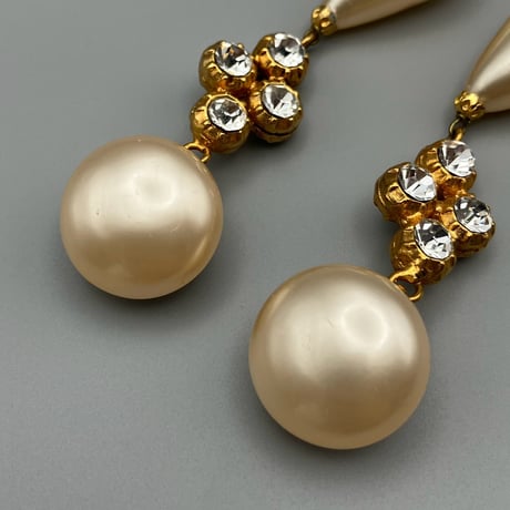 CHANEL (シャネル) ヴィンテージ パール ラインストーン スイング イヤリング
