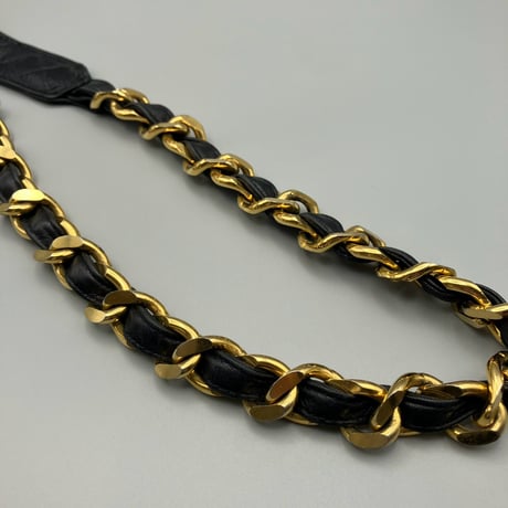CHANEL (シャネル) ヴィンテージ 31 RUE CAMBON ブラック レザー チェーン ベルト