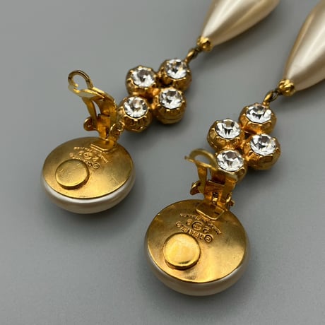 CHANEL (シャネル) ヴィンテージ パール ラインストーン スイング イヤリング