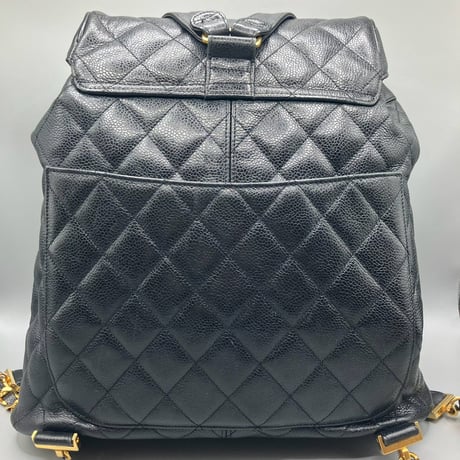 CHANEL (シャネル) ヴィンテージ マトラッセ キャビアスキン ターンロック リュックサック バックパック