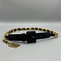 CHANEL (シャネル) ヴィンテージ 31 RUE CAMBON ブラック レザー チェーン ベルト