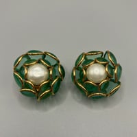 CHANEL (シャネル) ヴィンテージ カメリア カラーストーン グリポア パール イヤリング