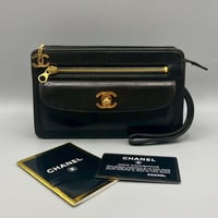 CHANEL (シャネル) ヴィンテージ ターンロック ココマーク レザー クラッチバッグ ハンドバッグ