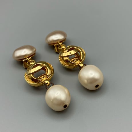 CHANEL (シャネル) ヴィンテージ パール ココマーク スイング イヤリング