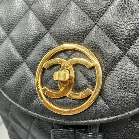 CHANEL (シャネル) ヴィンテージ マトラッセ キャビアスキン ターンロック リュックサック バックパック