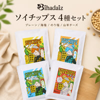 【定期便15％OFF】ソイチップス 4種セット（40g×4袋）｜プレーン・海塩・のり塩・山羊チーズ｜有機JAS認証3種＋山羊チーズ1種｜Bihadaiz
