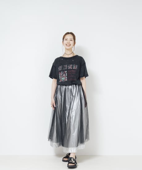 Metallic Tulle Skirt  silver