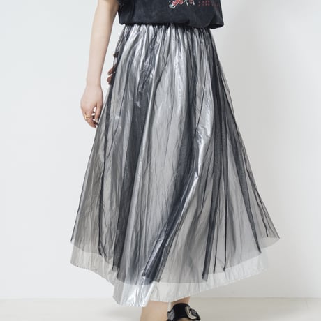 Metallic Tulle Skirt  silver