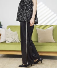Satin side-stripe pants black