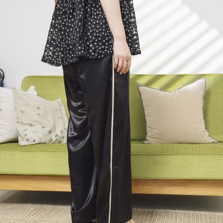 Satin side-stripe pants black