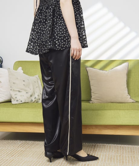 Satin side-stripe pants black