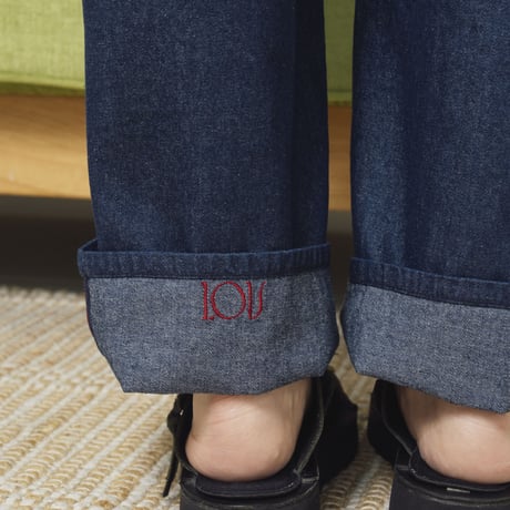 the LOV logo denim